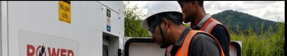 Técnicos Power Service instalando gerador em campo
